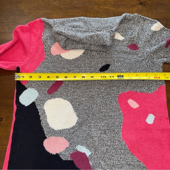 Nic + Zoe knit turtleneck sweater petite PP XS Gray Pink Black Abstract L/S - Picture 8 of 8